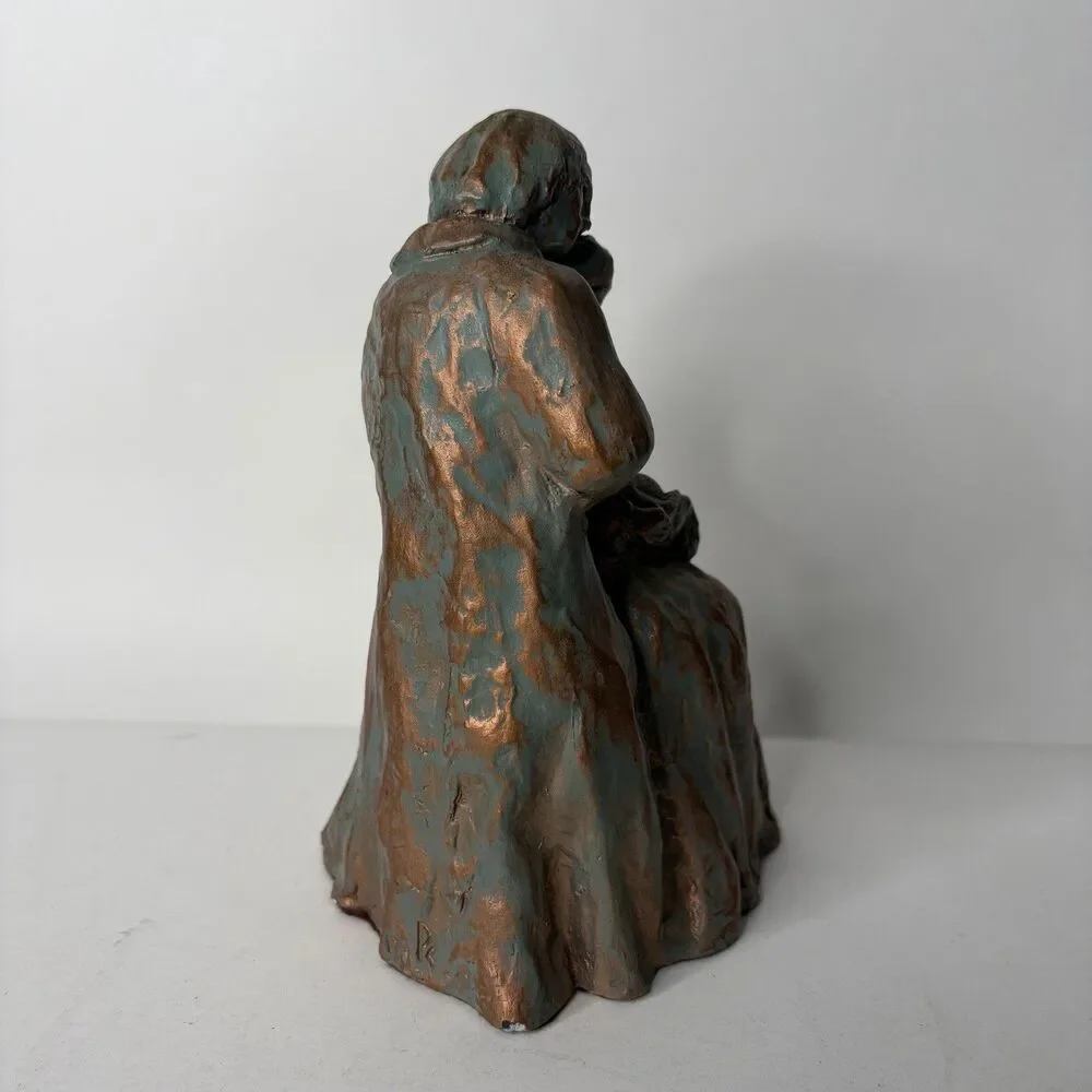 Metal Sculpture Figure Embracing Mother Father Baby 7